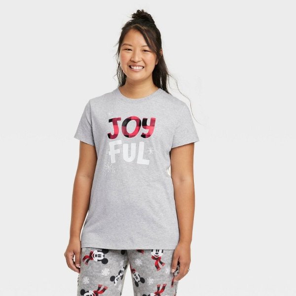 Women's Holiday Joyful Matching Family Pajama T-Shirt - Wondershop™ Gray