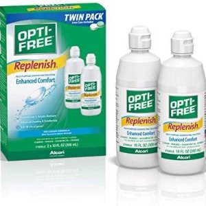Opti-Free Replenish Multi-Purpose Disinfecting Solution with Lens Case, Twin Pack, 10-Fluid Ounces Each
