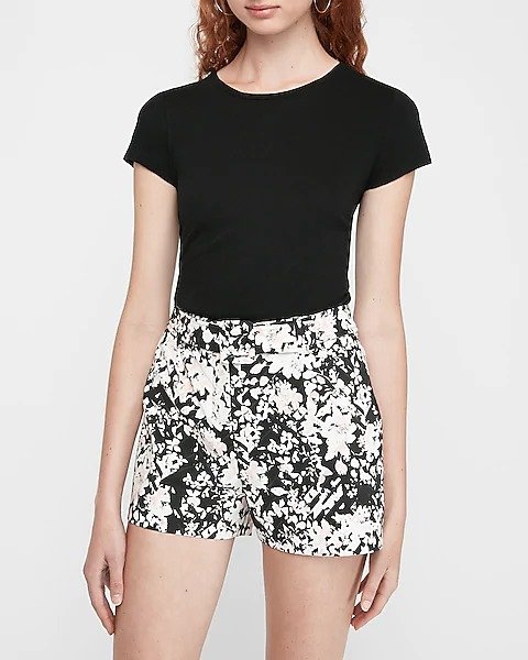 Floral High Waisted Belted Shorts