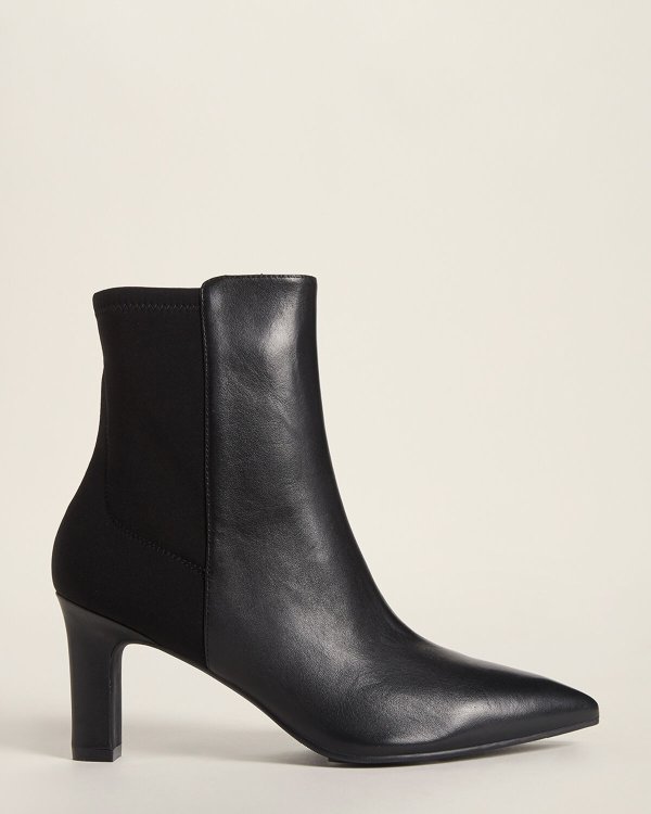 Black Lauri 75 Leather Ankle Booties