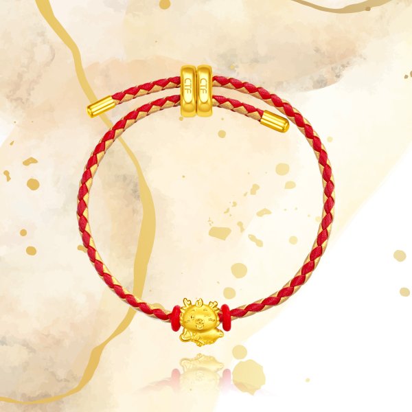 24K Gold Year of Dragon Heart Dragon Bracelet