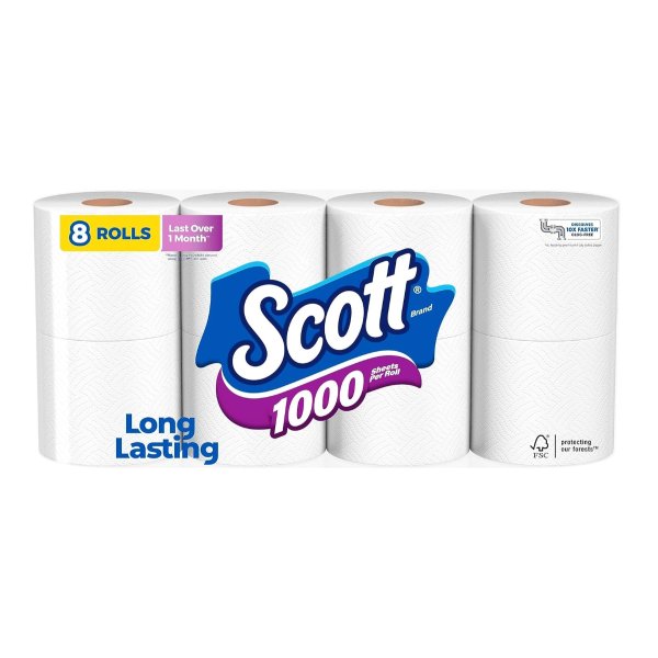 Scott 1000 Toilet Paper, 8 Rolls