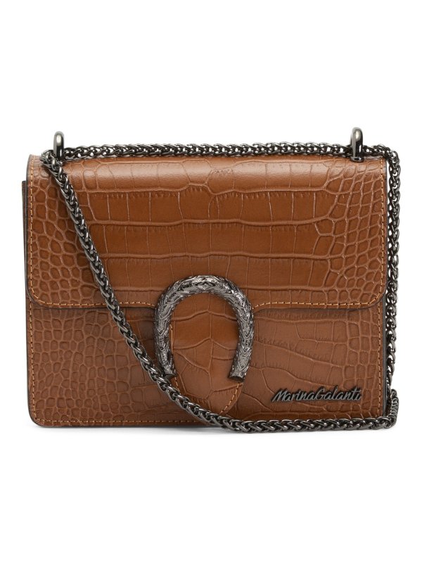 Made In Italy Leather Crossbody With Hardware | Handbags | Marshalls
