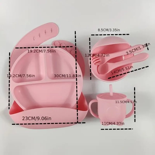 6pcs Set Baby Silicone Tableware | Shop The Latest Trends | Temu