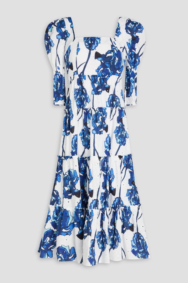 Nora floral-print broderie anglaise cotton midi dress