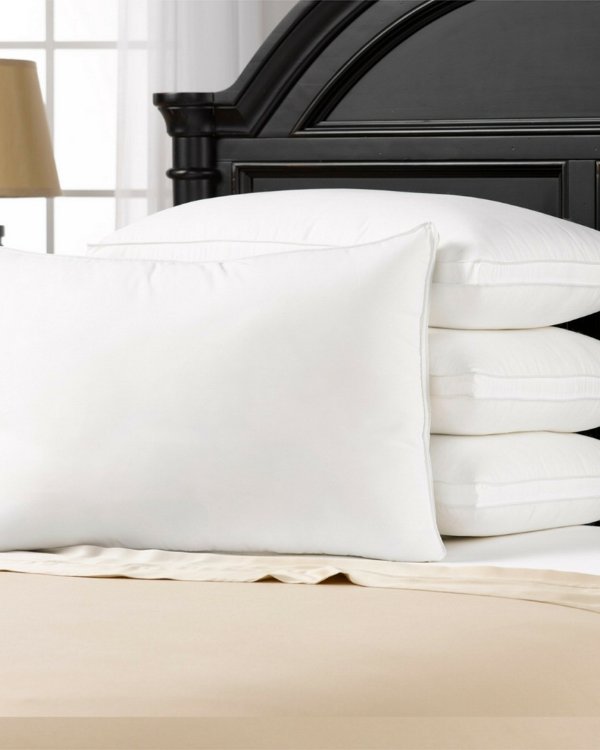 Ella Jayne Exquisite Set of 4 Luxury Plush Allergy Resistant Medium Down Like Fiber Filled Pillow