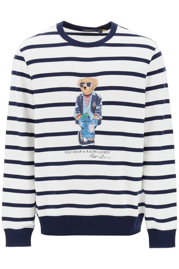 Striped crew-neck sweatshirt with polo bear print Polo Ralph Lauren
