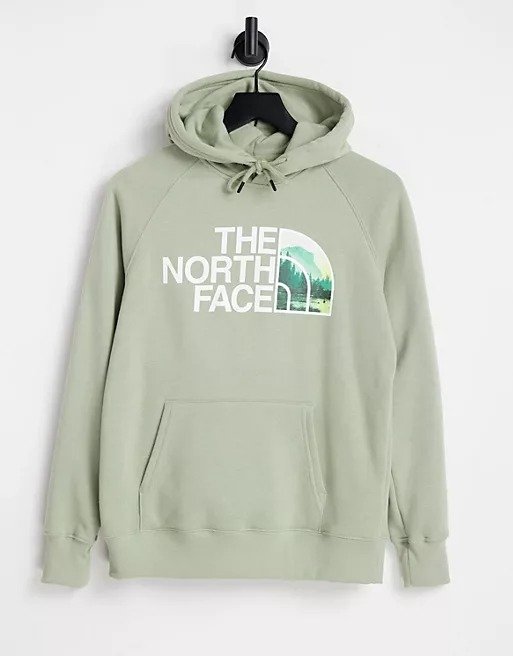 Half Dome chest print hoodie in green