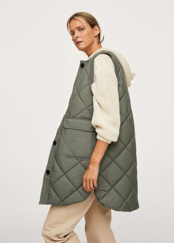 Buttoned quilted vest - Women | Mango USA