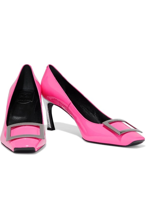 Trompette buckle-embellished patent-leather pumps