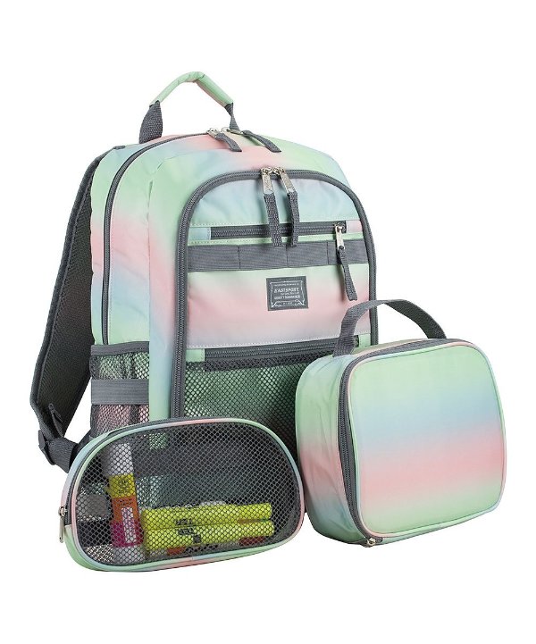 Gray & Green Ombre Backpack Set