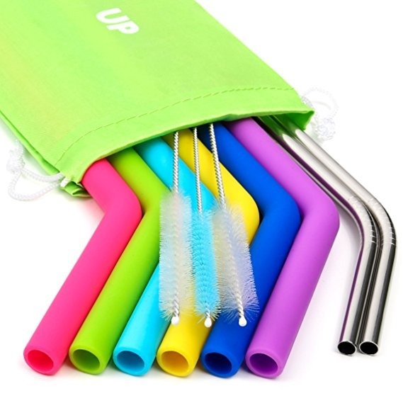 Big Silicone Straws for 30 oz Tumbler Yeti/Rtic Complete Bundle - Reusable Silicone Straws Set of 6 - Stainless Steel Straws Extra Long - Brushes and Storage Pouch Included