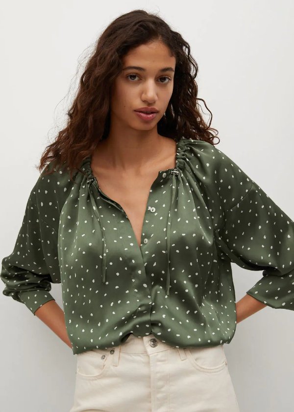 Flowy printed blouse - Women | MANGO OUTLET USA