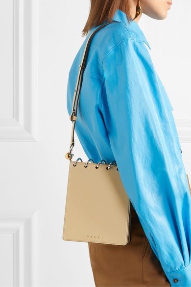 Spring small embellished textured patent-leather shoulder bag