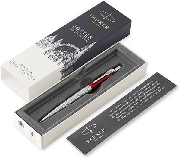 Jotter Special Edition Ballpoint Pen, Red Classical, Medium Point (0.7mm) Blue Ink, Gift Box (2025827)