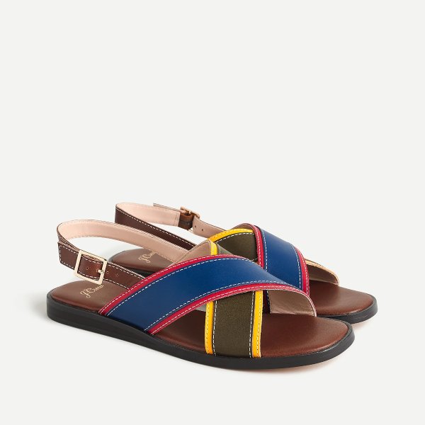 Gretchen cross-strap sandals in colorblock