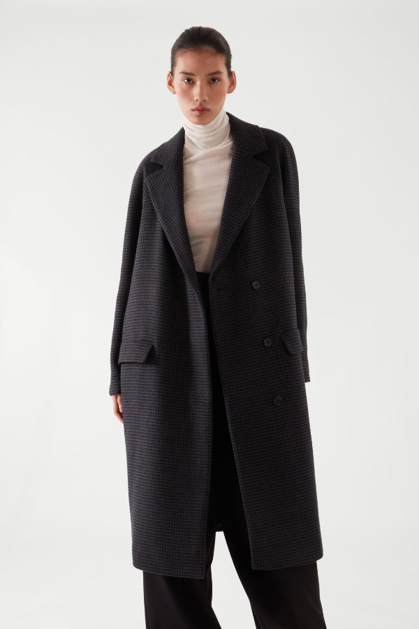 HOUNDSTOOTH WOOL-MIX COAT