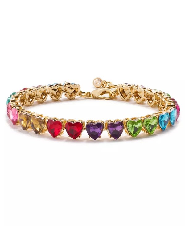 Gold-Tone Heart Stone Flex Tennis Bracelet, Created for Macy's