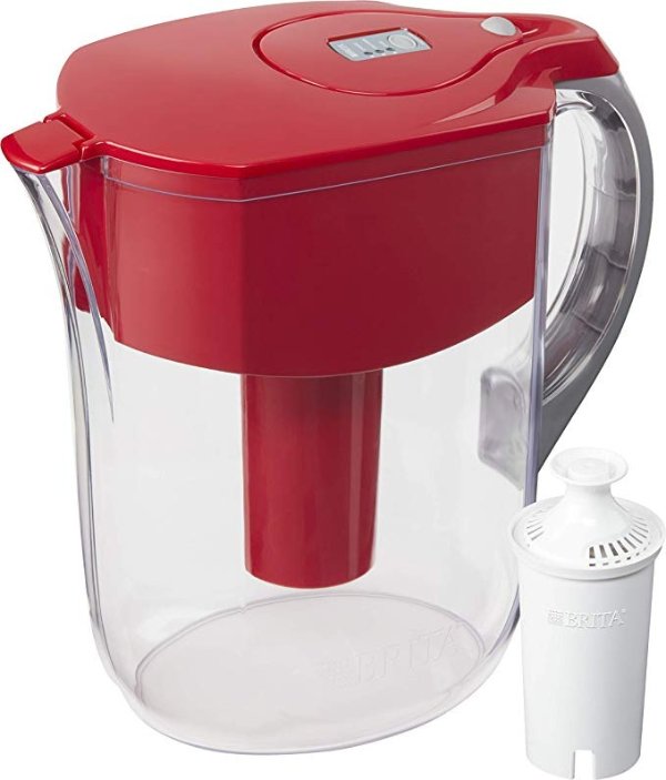 Grand Pitcher with 1 Filter, Large 10 Cup, Red