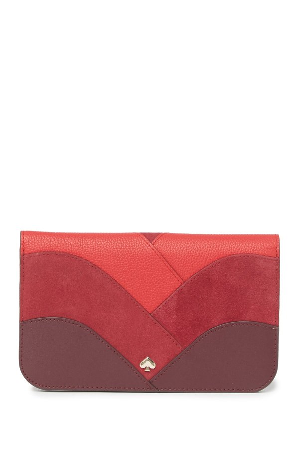 nadine patchwork leather & suede medium clutch wallet