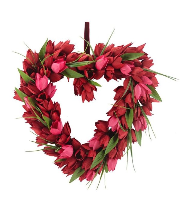 Valentine's Day Red Tulip & Vine Wreath, Created for Macy's
