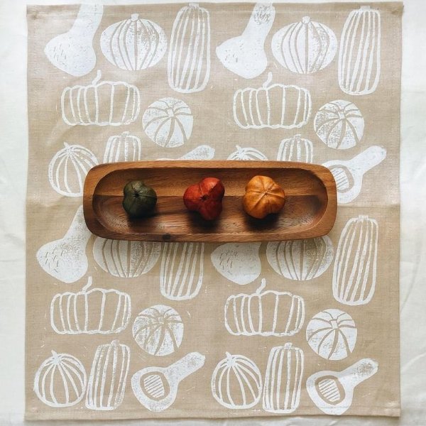 Linen napkin set. white pumpkins. hand block printed / | Etsy