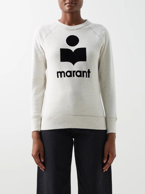 Milly flocked-logo cotton-blend jersey sweatshirt | Isabel Marant Etoile