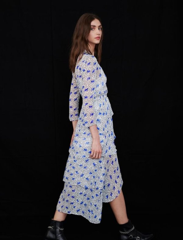 221RENCALA Asymmetric dress in printed muslin