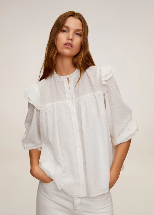 Ruffled embroidered blouse - Women | OUTLET USA