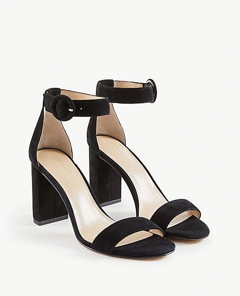 Leannette Suede Block Heel Sandals | Ann Taylor