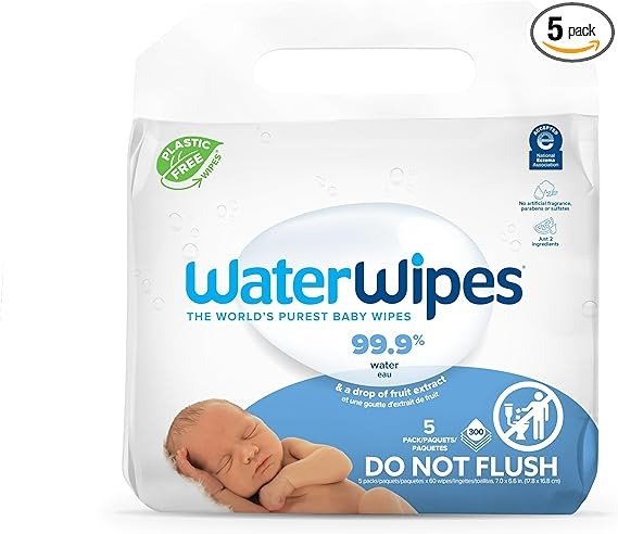 Biodegradable Original Baby Wipes,99.9% Water Based Wipes, Unscented & Hypoallergenic for Sensitive Skin, 180 Count (3 packs)