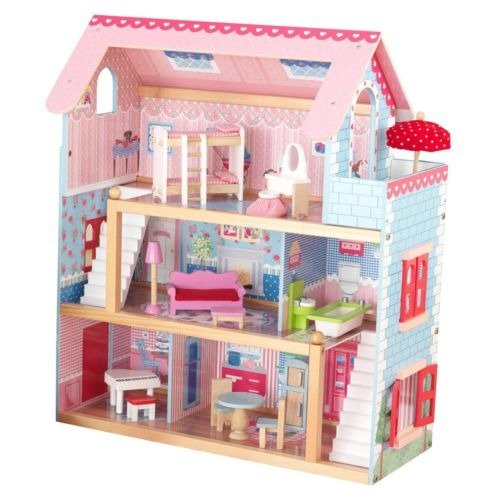 KidKraft Chelsea Wooden Dollhouse Pretend Play House Cottage w/ Furniture 65054