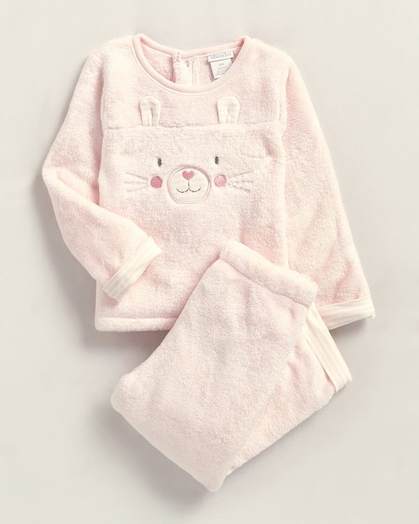 (Infant Girls) Two-Piece Bunny Sherpa Top & Pants Set