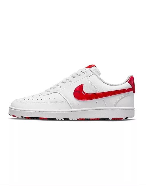 Court Vision Low leather sneakers in white/red