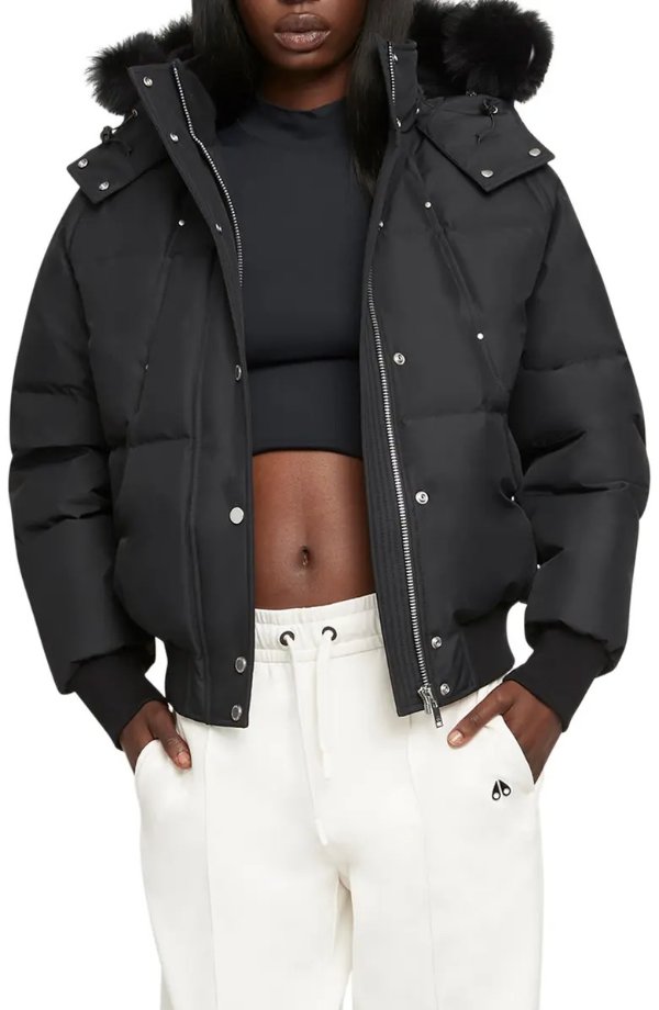 Cloud Bomber Jacket with Genuine Shearling Trim