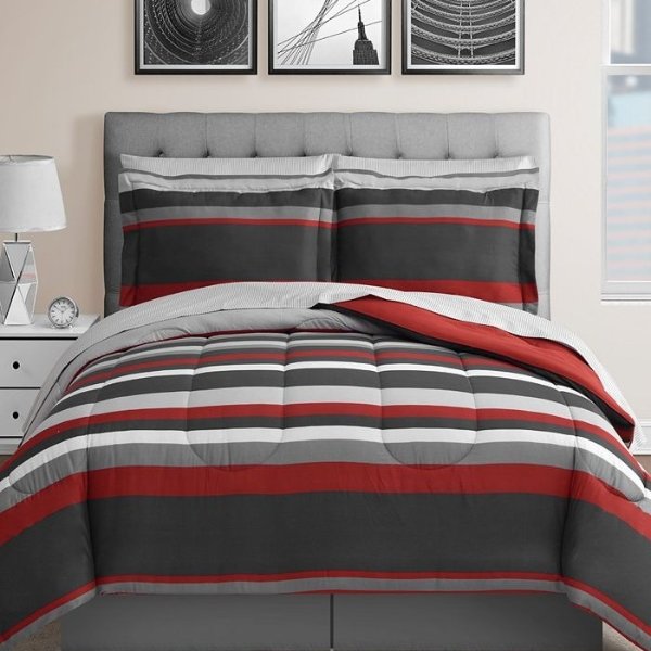 Austin Stripe/Solid Reversible 8 Pc. Comforter Set, Created for Macy's
