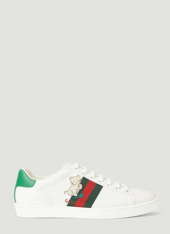 Embroidered Ace Sneakers in White