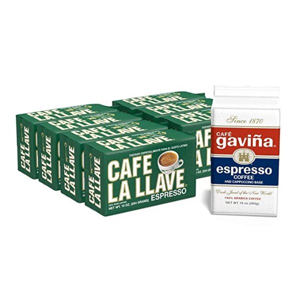 Cafe La Llave Espresso Dark Roast Coffee Bricks (7 X 10 oz) Cafe Gavina Espresso Brick Bonus (1 X 10 oz)