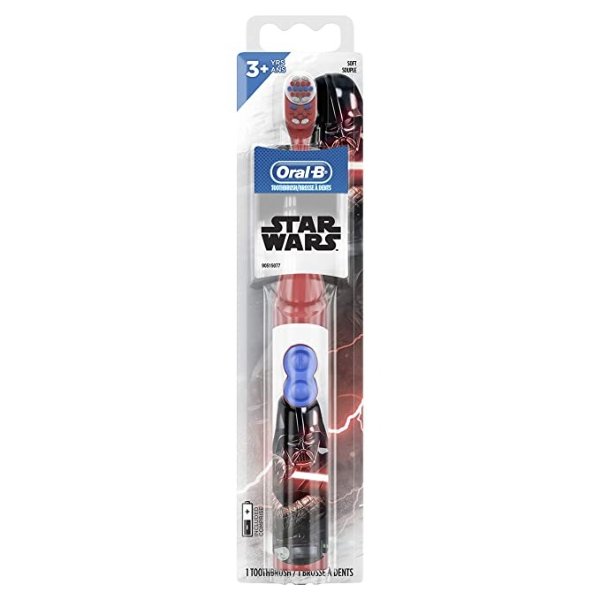Kids Battery Powered Electric Toothbrush Featuring Disney's STAR WARS for Children and Toddlers age 3+, Soft 1ct (Characters May Vary)