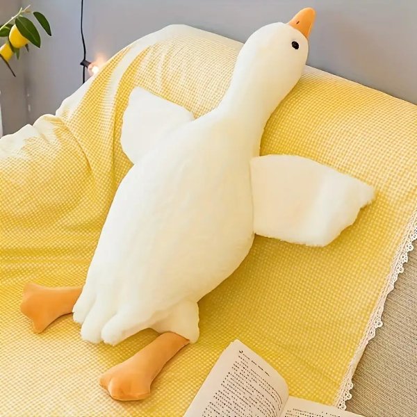 1pc Soft Big White Goose Pattern Plush Pillow, Cushion, Bedroom Sofa Lunch Break Pillow, Sleeping Pillow For Living Room Home Decor