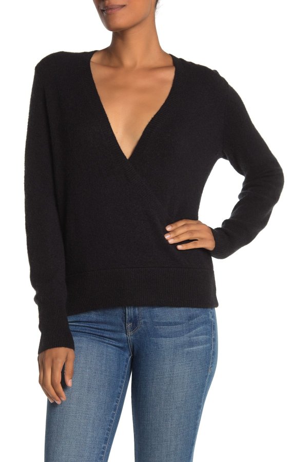Faux Wrap Pullover Sweater(Regular & Plus Size)