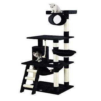 Black 62" Cat Tree Condo with Hammock and Side Basket | Petco