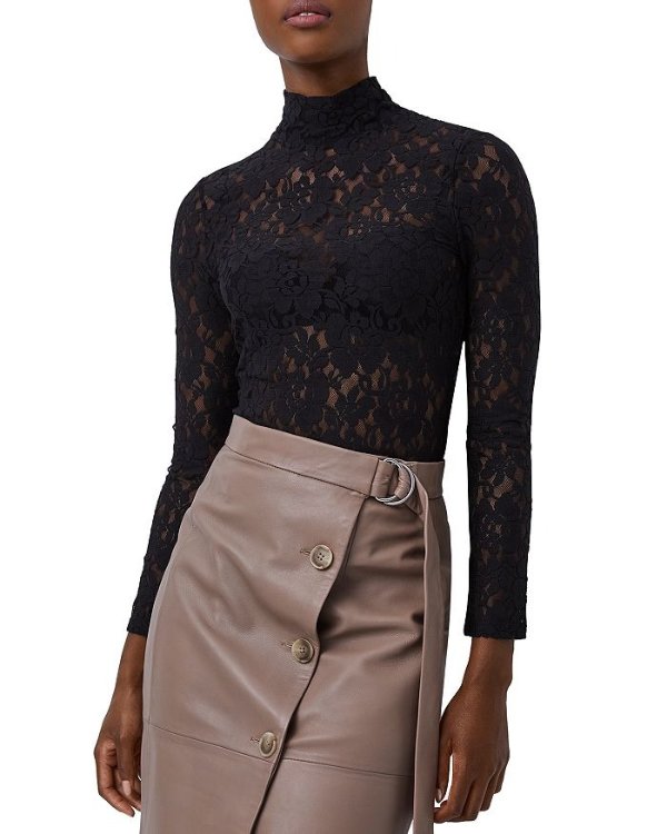 Lace Jersey High Neck Top