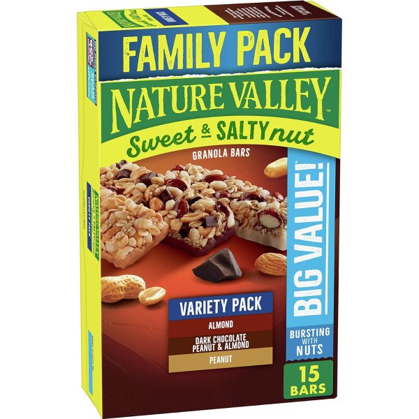 Nature Valley Granola Bars, Sweet and Salty Nut, Variety Pack, 15 ct