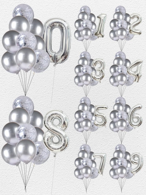 10pcs Number Shaped Sequin Detail Balloon
