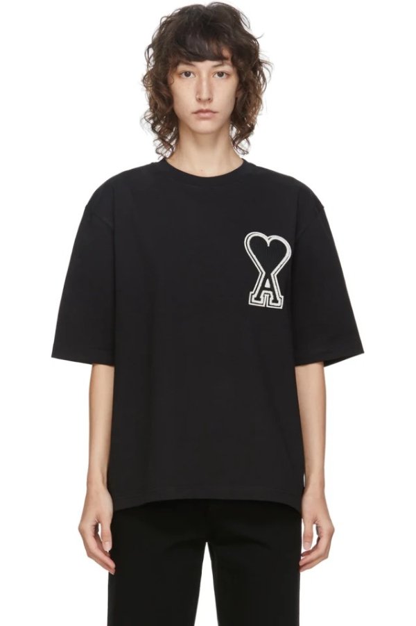 Black Oversized Logo Patch T-Shirt