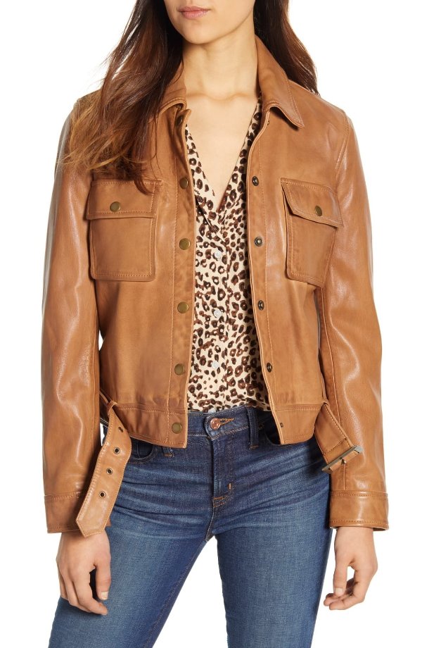 Femme Leather Utility Jacket