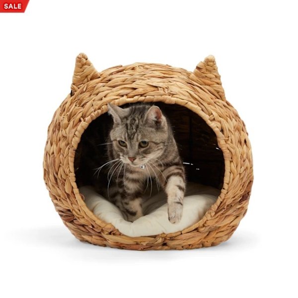 EveryYay Snooze Fest Straw Play Cave Cat Bed, 16.5" L X 14.2" W X 14.5" H | Petco