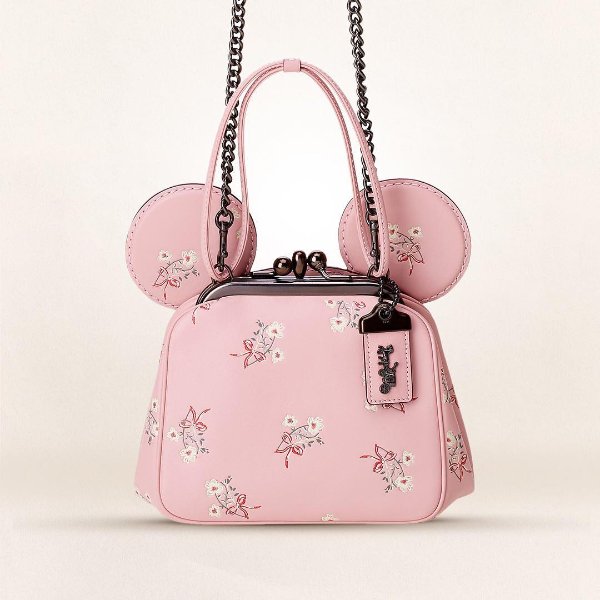 Minnie Mouse Floral Kisslock Leather Bag by COACH - Pink | shopDisney