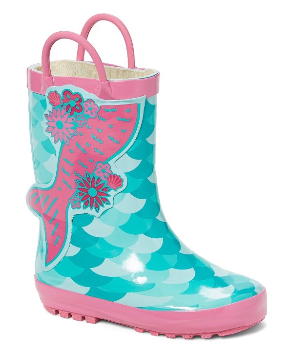Pink & Mint Mermaid Rain Boot - Girls